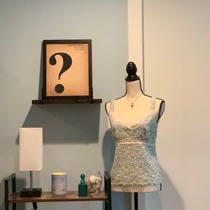 Arianne lace camisole in cream, blue and soft green.